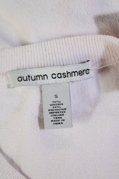 Autumn Cashmere Womens Crew Neck Rouched Bishop Sleeve Sweater Light Pink Size S