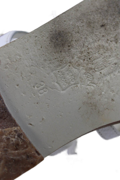 Eddydaniele Womens Leather Jeweled Thong Gladiator Sandals White Size 38 8