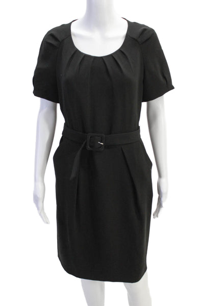 Gerard Darel Womens Short Sleeves Belted Sheath Dress Black Size EUR 40