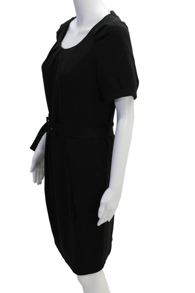Gerard Darel Womens Short Sleeves Belted Sheath Dress Black Size EUR 40