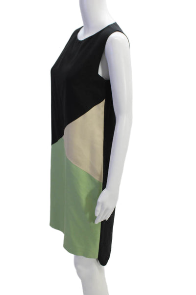 Les Copains Womens Silk Sleeveless Color Block Dress Black Green Size EUR 42