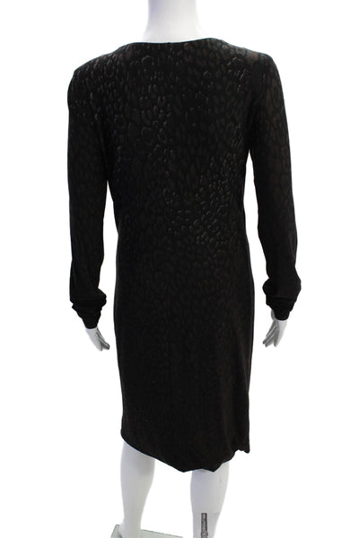Max Mara Womens Animal Print V Neck Body Con Dress Black Brown Size EUR 44