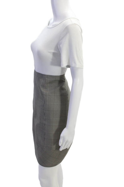 Lee Andersen Couture Womens Plaid Knee Length Skirt Black White Size Small