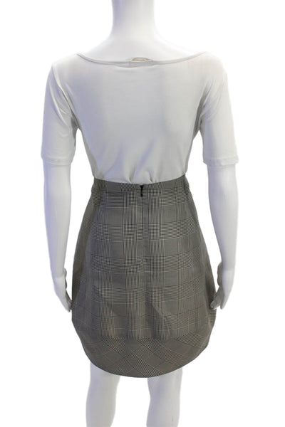 Lee Andersen Couture Womens Plaid Knee Length Skirt Black White Size Small
