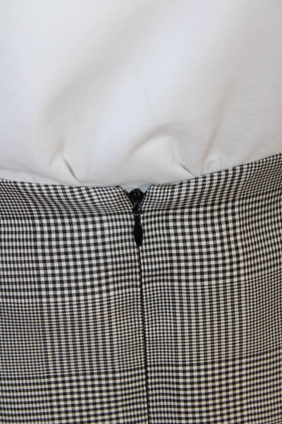 Lee Andersen Couture Womens Plaid Knee Length Skirt Black White Size Small
