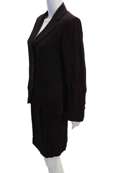 Sonia Rykiel Womens Striped Button Down Skirt Suit Purple Size EUR 42