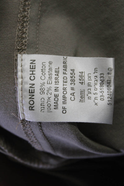 Ronen Chen Womens Asymmetrical Open Front Jacket Taupe Beige Cotton Size 8