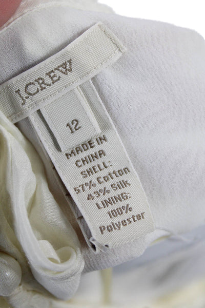 J Crew Womens Silk Ruffled Neckline Sleeveless Tank Top Off White Size 12
