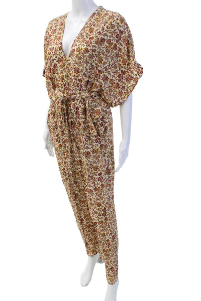 French Connection Womens Floral Print Puff Strap Detail Mini Dress Beige Size XS