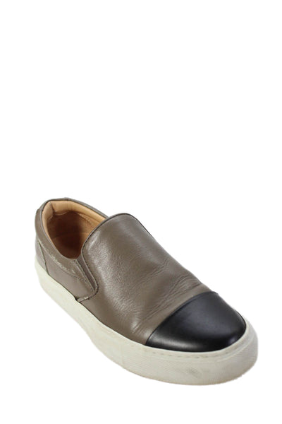 Greats Brookyln Womens Leather Toe Cap Slip On Low Top Sneakers Taupe Size 8