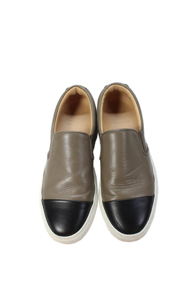 Greats Brookyln Womens Leather Toe Cap Slip On Low Top Sneakers Taupe Size 8