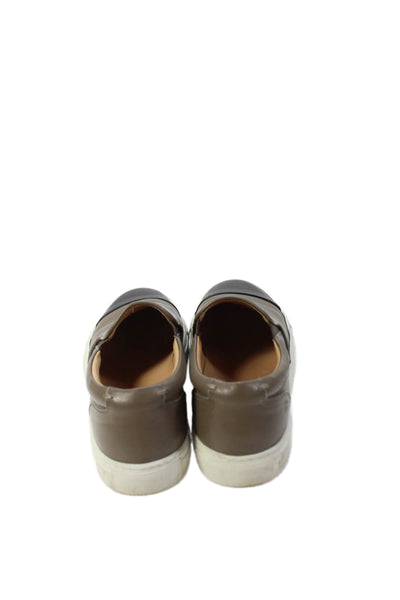 Greats Brookyln Womens Leather Toe Cap Slip On Low Top Sneakers Taupe Size 8