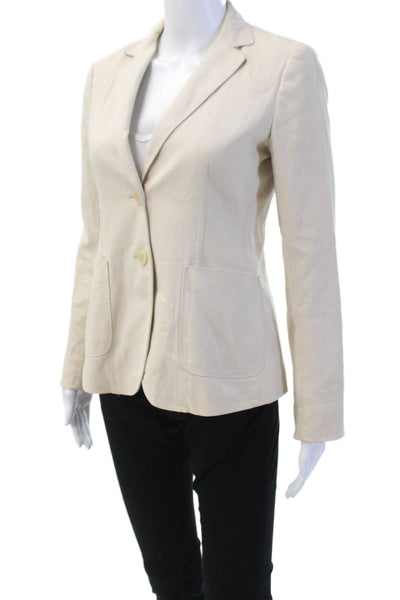Theory Womens Cotton Notch Collar 2 Pocket Button Up Blazer Jacket Beige Size 4