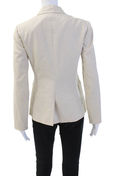 Theory Womens Cotton Notch Collar 2 Pocket Button Up Blazer Jacket Beige Size 4