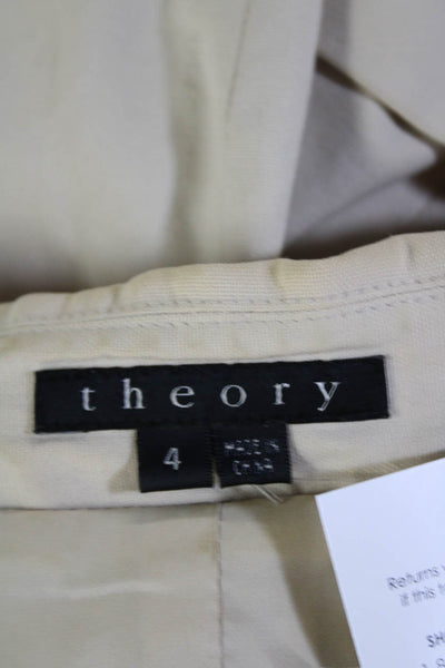 Theory Womens Cotton Notch Collar 2 Pocket Button Up Blazer Jacket Beige Size 4