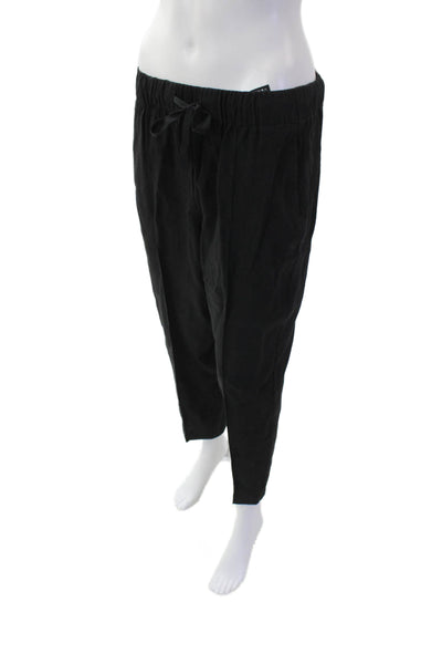 Babaton Womens Cotton Textured Drawstring Straight Leg Pants Black Size M