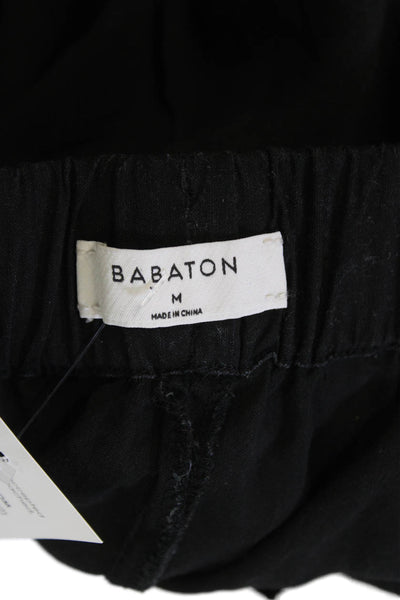 Babaton Womens Cotton Textured Drawstring Straight Leg Pants Black Size M