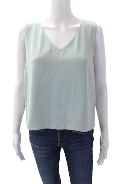 Babaton Womens Textured V-neck Sleek Tank Blouse Mint Green Size Large