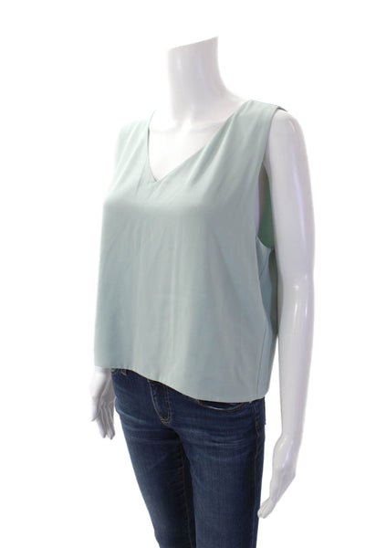 Babaton Womens Textured V-neck Sleek Tank Blouse Mint Green Size Large