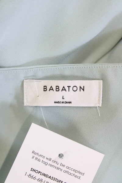 Babaton Womens Textured V-neck Sleek Tank Blouse Mint Green Size Large