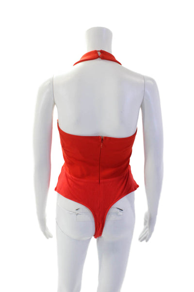 Superdown Womens Textured Sleeveless Square Neck Sleek Blouse Red Size L