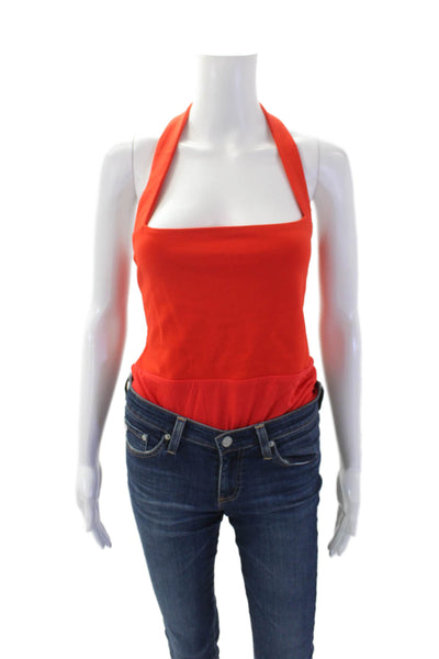 Superdown Womens Textured Sleeveless Square Neck Sleek Blouse Red Size L