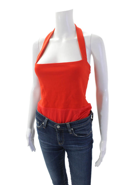 Superdown Womens Textured Sleeveless Square Neck Sleek Blouse Red Size L