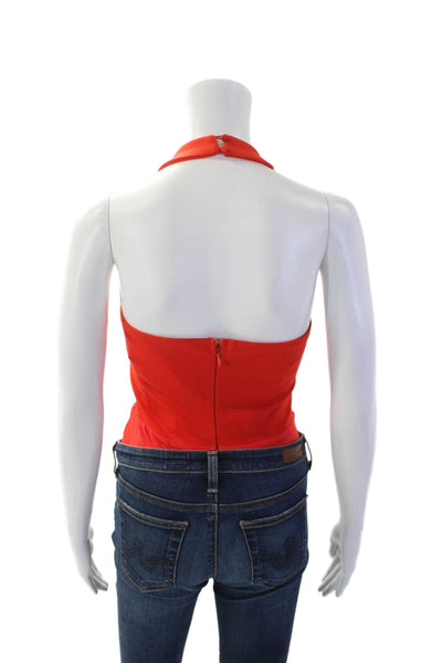 Superdown Womens Textured Sleeveless Square Neck Sleek Blouse Red Size L