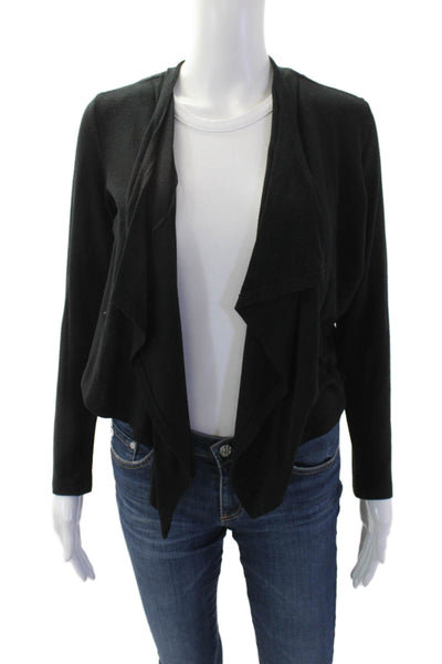 DKNY Womens Textured Long Sleeve Open Knit Cardigan Top Black Size XL