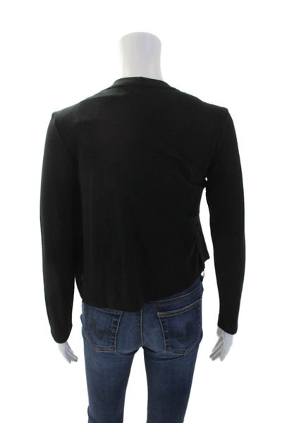 DKNY Womens Textured Long Sleeve Open Knit Cardigan Top Black Size XL