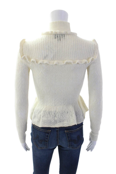 Intermix Womens Alpaca Turtleneck Peplum Pullover Sweater Cream Size S