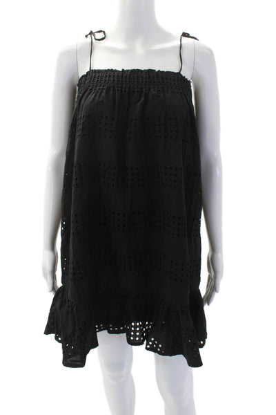 Designer Womens Cotton Sleeveless Square Neck Sheath Dress Black Size S