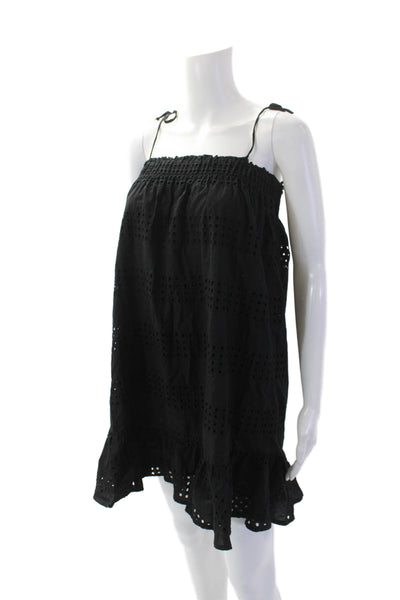 Designer Womens Cotton Sleeveless Square Neck Sheath Dress Black Size S