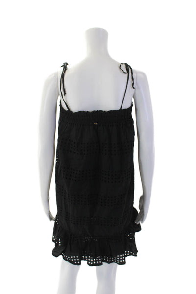 Designer Womens Cotton Sleeveless Square Neck Sheath Dress Black Size S