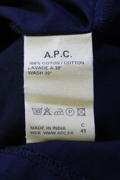 APC Womens Long Sleeve Scoop Neck Boxy Blouse Top Black CottonS ize Small