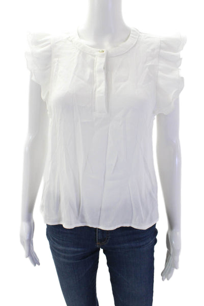 Muche Et Muchette Womens Ruffle Sleeve Button-Up Tank Top White Size XS/S