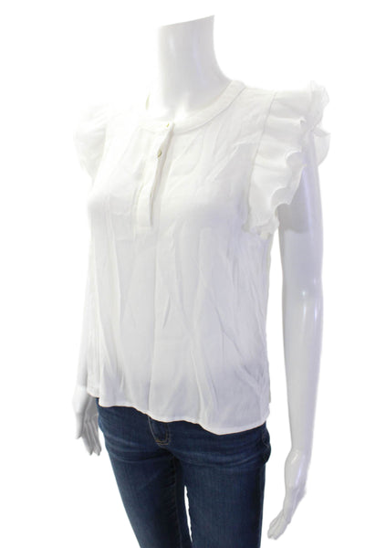 Muche Et Muchette Womens Ruffle Sleeve Button-Up Tank Top White Size XS/S