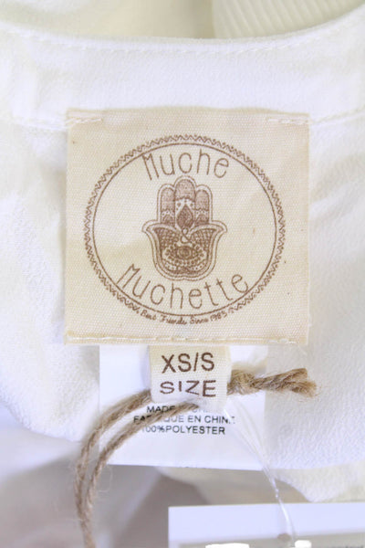 Muche Et Muchette Womens Ruffle Sleeve Button-Up Tank Top White Size XS/S