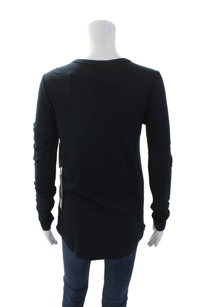 Liverpool Los Angeles Womens Button-Up Long Sleeve Henley Top Blue Size S
