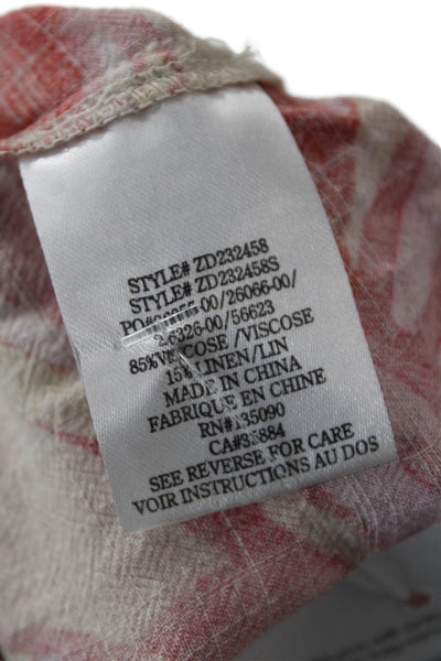 Z Supply Womens Linen Blend Floral Print Blouse Red Yellow Size Medium
