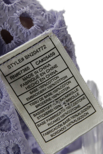 Steve Madden Womens Eyelet Button Down Shirt Lavender Purple Cotton Size Small