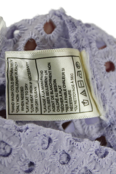 Steve Madden Womens Eyelet Button Down Shirt Lavender Purple Cotton Size Small