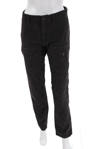 Reiss Womens Cotton Buttoned Straight Leg Casual Pants Brown Size EUR 32