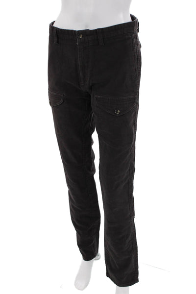 Reiss Womens Cotton Buttoned Straight Leg Casual Pants Brown Size EUR 32