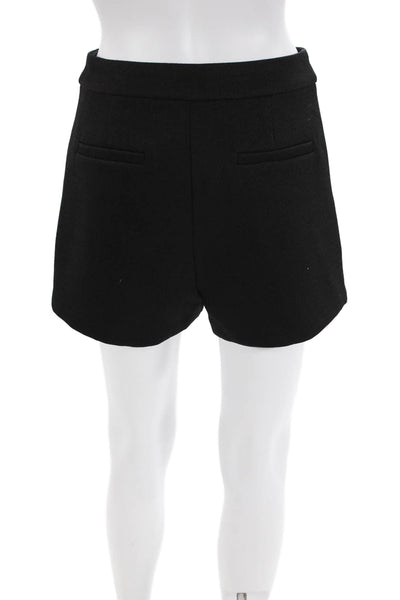 Endless Rose Womens Textured Zip Lined Pleated Dress Shorts Black Size S