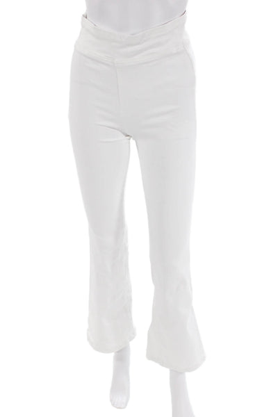 Frame Womens Elastic Waistband Lined Wide Leg Casual Pants White Size S