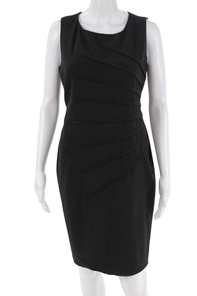 Calvin Klein Womens Back Zip Sleeveless Scoop Neck Sheath Dress Black Size 8