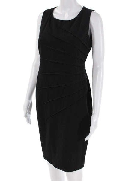 Calvin Klein Womens Back Zip Sleeveless Scoop Neck Sheath Dress Black Size 8