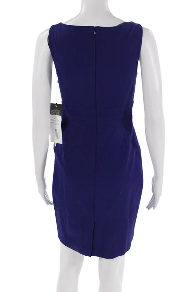 Vince Camuto Womens Back Zip Sleeveless Boat Neck Sheath Dress Indigo Size 0P