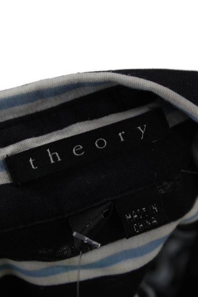 Theory Womens Button Front Long Sleeve Collared Shirt Blue White Cotton Small